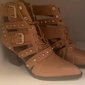 Camel color studded Sam Edelman boots. All leather.